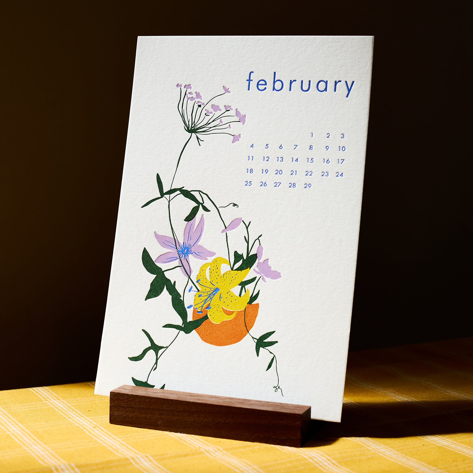 2024 Letterpress Calendar + Wooden Display Base