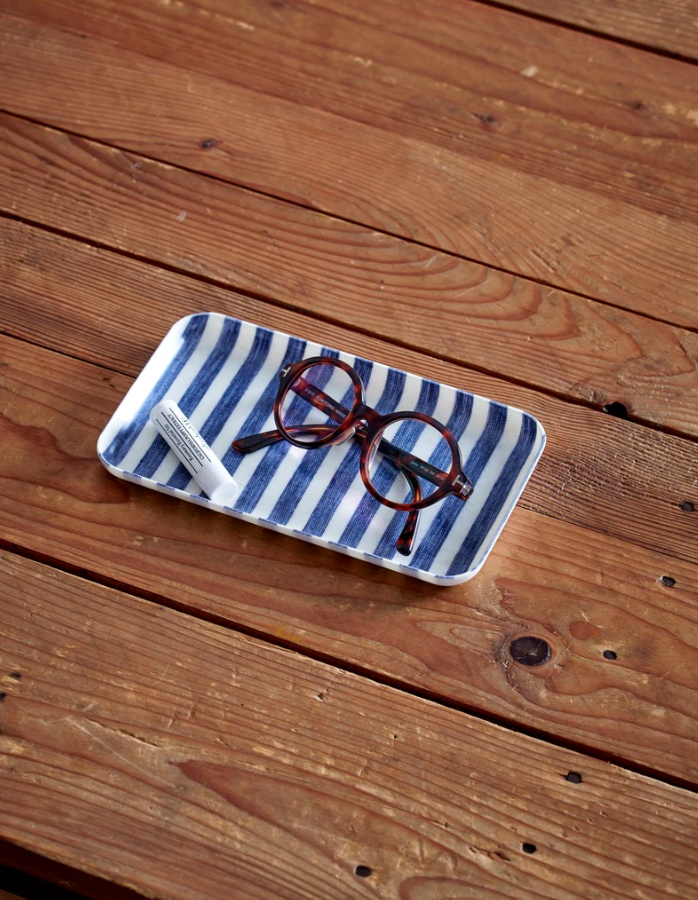 White Blue Stripe Tray