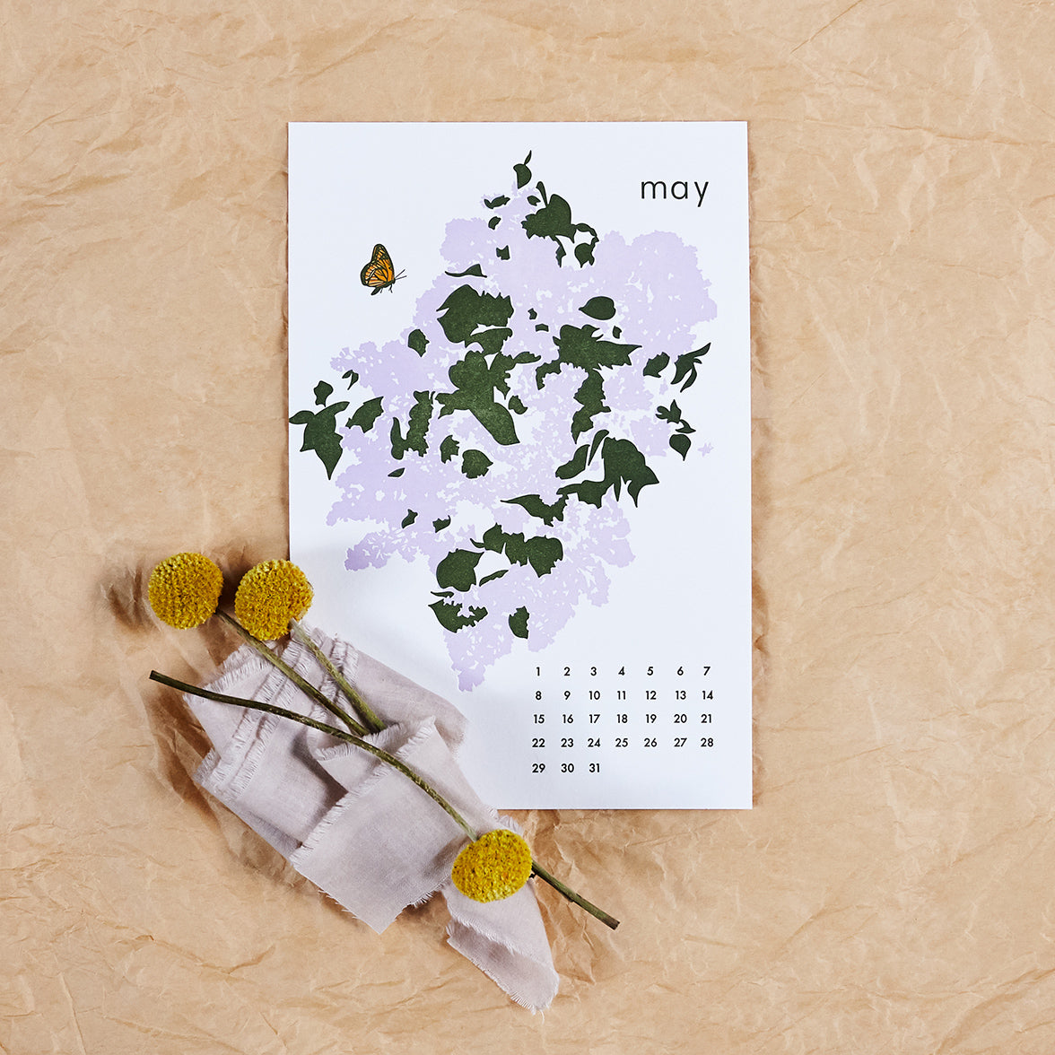 2022 Calendar: Green Thumb + Wooden Display Base