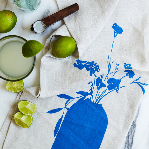 Blue Vase Tea Towel