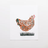 Hen in Grass Print